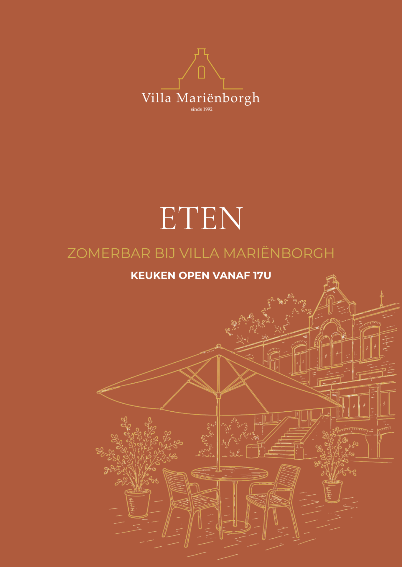 menukaart eten zomerbar villa mariënborgh